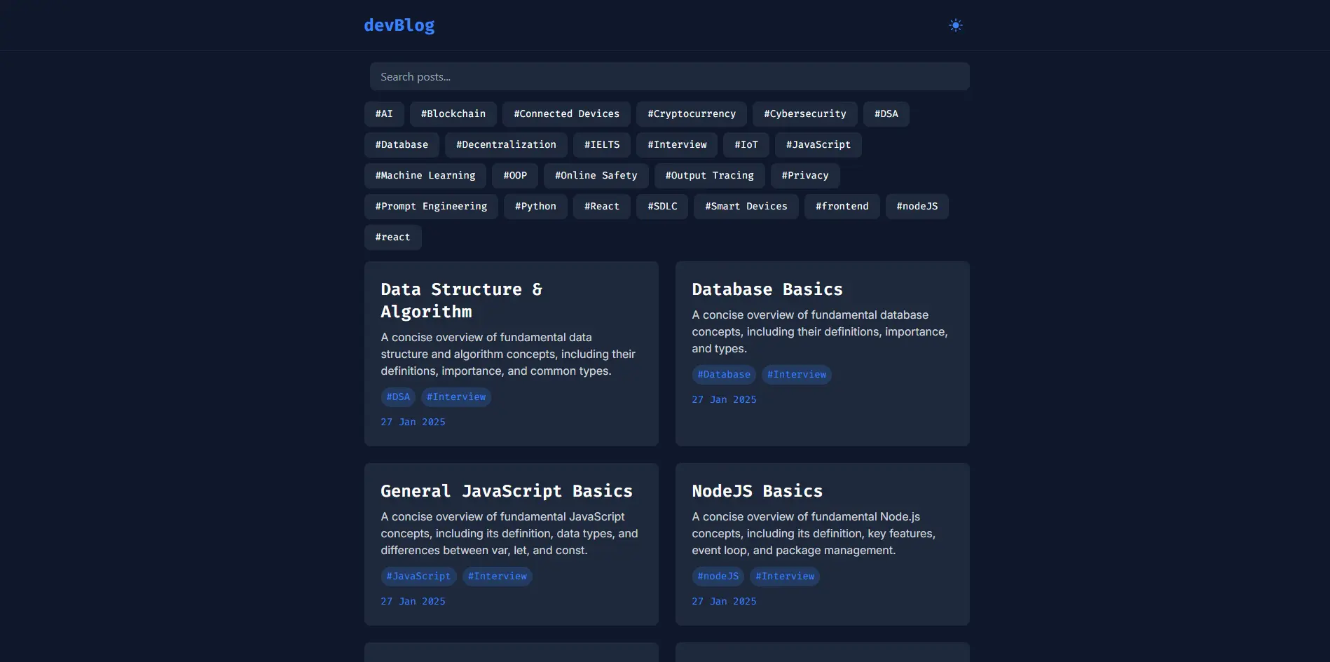 DevBlog - Personal blogging platform